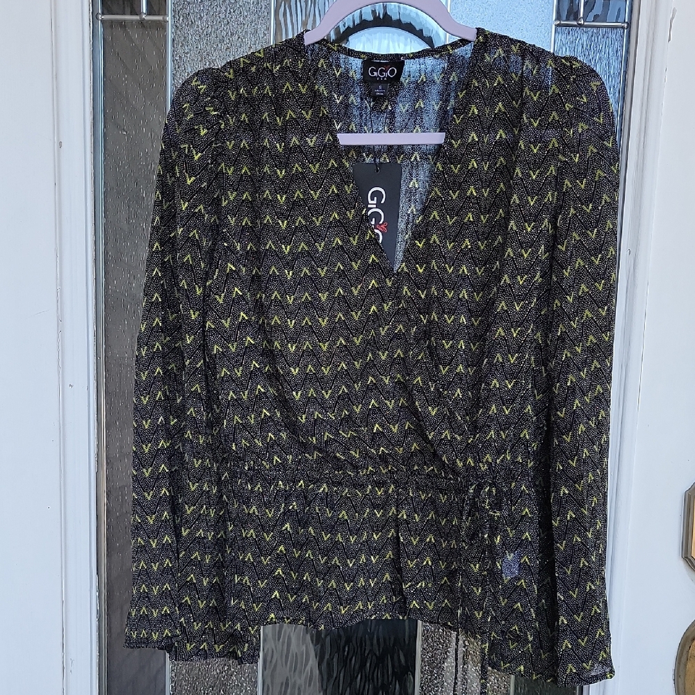 GIGIO Women's Black and Yellow Blouse